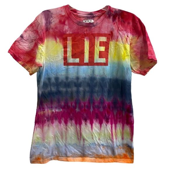 BAD ACID Upcycled TIE DYE Rainbow CREWNECK unisex short sleeved Tee sz MEDUIM - Picture 1 of 10